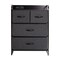 Emma and Oliver Hermes Nightstand with 4 Fabric Drawers, Charging Station with 2 USB Ports/Power Outlet, Engineered Wood Top, Wood Handles, Metal Frame